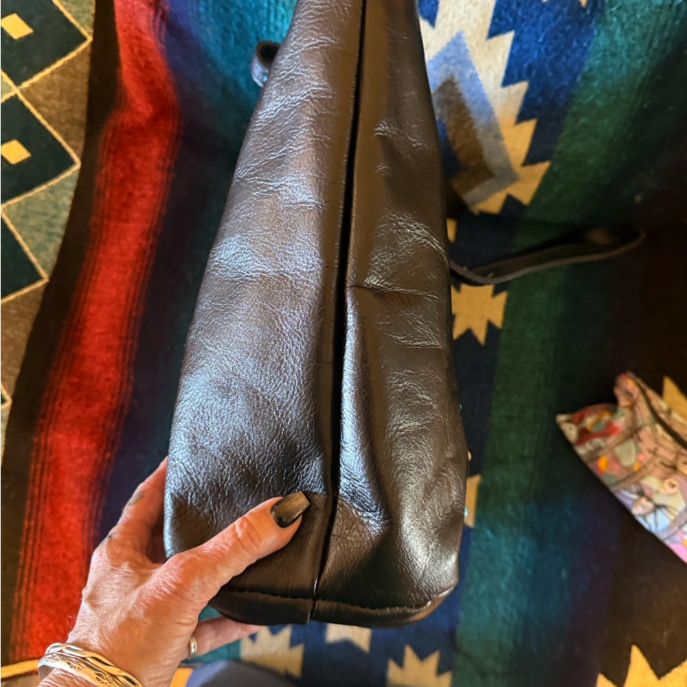 Patricia Nash Black Leather Tote Bag with Rhinestone & Turquoise Accents - Picture 4 of 12